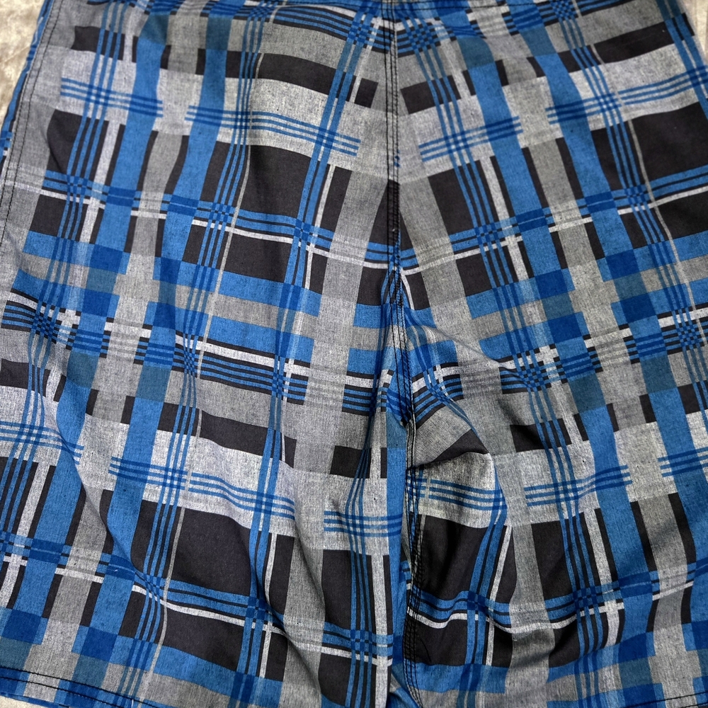 Blue and Gray Plaid Shorts - Picture 6 of 8